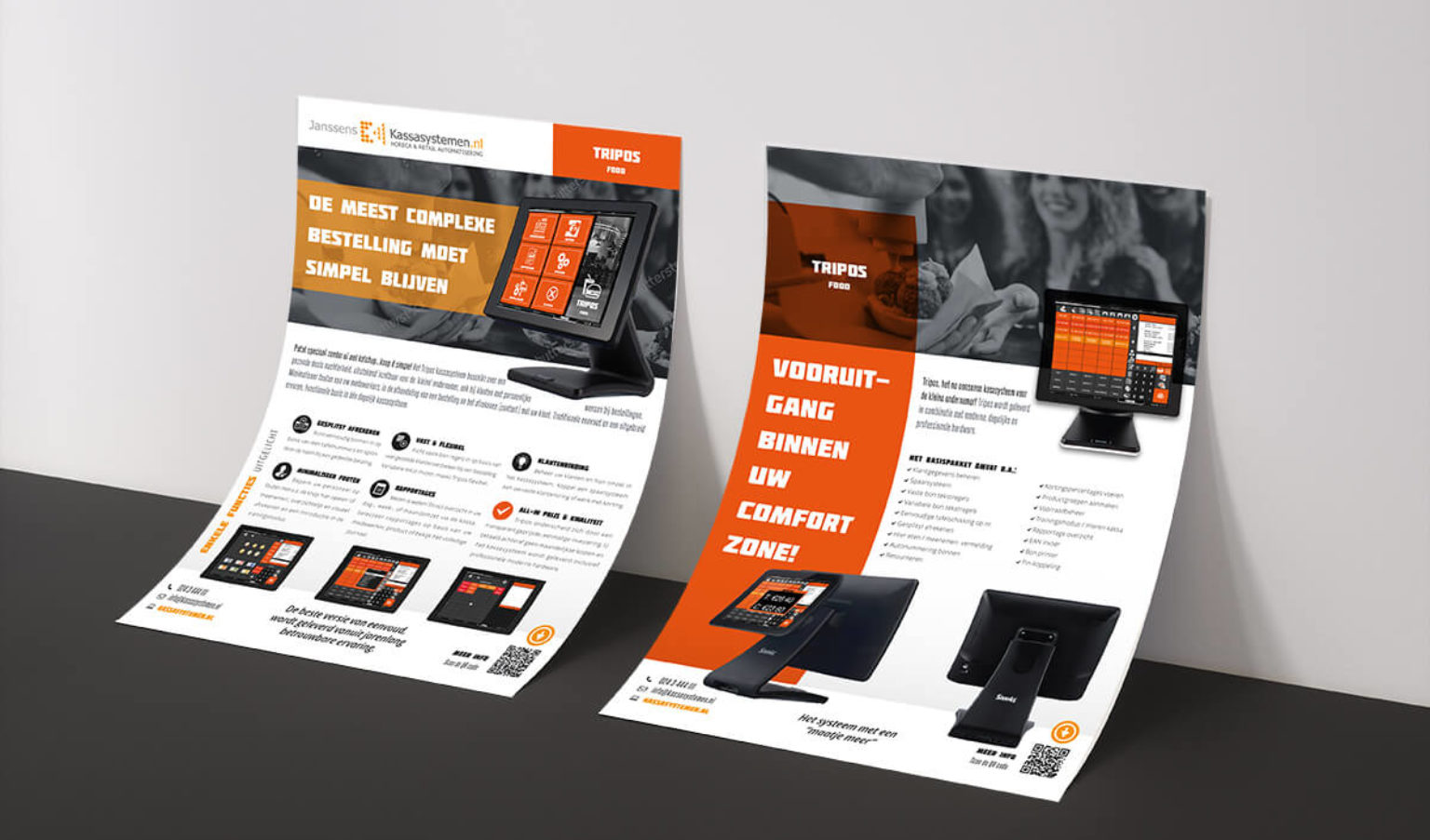 Productsheet leaflets voor Janssens Kassasystemen