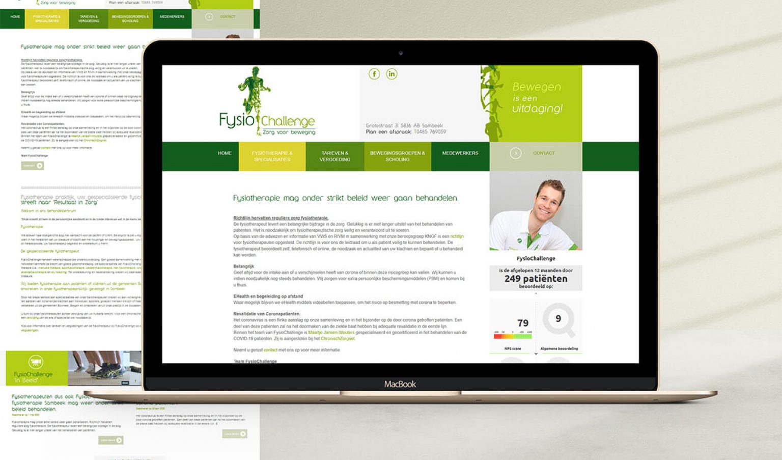 Website design voor Fysiochallenge fysiotherapie