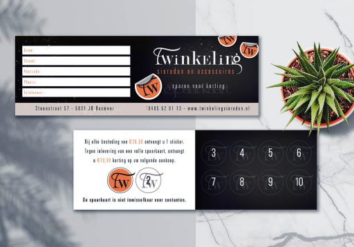 Twinkeling sieraden spaarkaart en cadeaubon ontwerpen