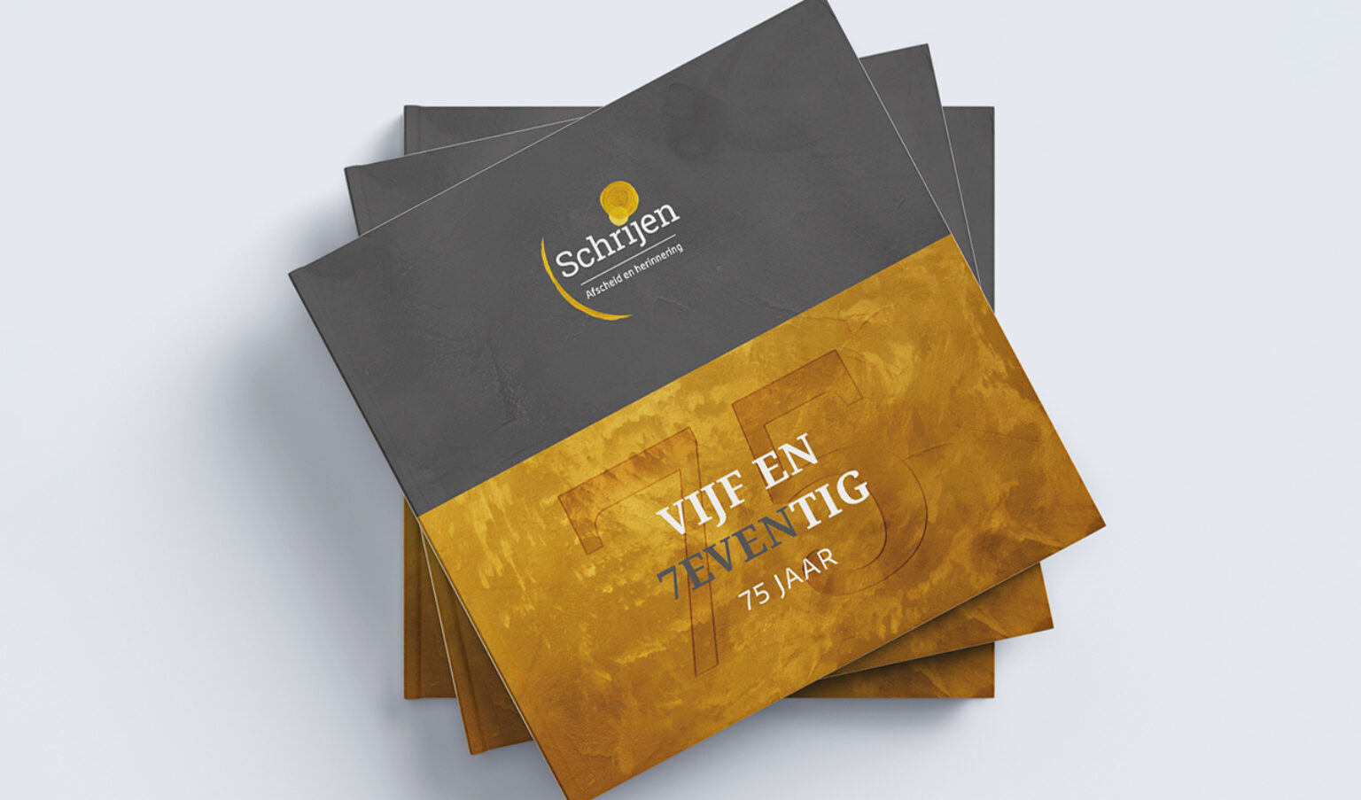 Vormgeving 75-jarig jubileumboek Schrijen Afscheid en herinnering